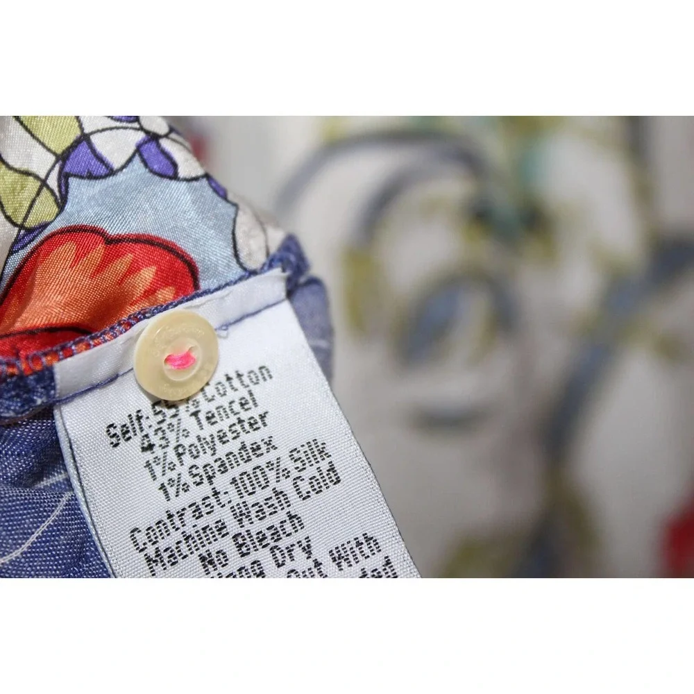 *Flaw 3J Workshop Johnny Was Scarf Back Sleeveless Button Collared Top XS H13638 - Picture 12 of 16